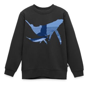 Wale mit Flossen & Meer Foto Wal Geschenk Fisch - Kinder Premium Organic Sweatshirt - Schwarz - Vorne - AI Model Kid Female (0cm)
