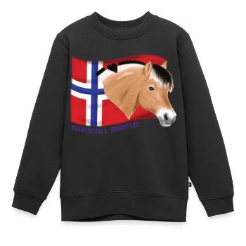 Norwegisches Fjordpferde Kopf mit Flagge - Kinder Premium Organic Sweatshirt - Schwarz - Vorne - AI Model Kid Female (0cm)