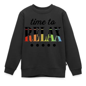 time to relax - Sweat Premium enfant bio - noir - Devant - AI Model Kid Female (0cm)
