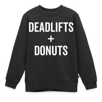 Deadlifts + Donuts - Kinder Premium Organic Sweatshirt - Schwarz - Vorne - AI Model Kid Female (0cm)