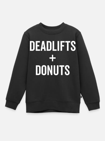 Deadlifts + Donuts - Kinder Premium Organic Sweatshirt - Schwarz