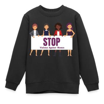 Tshirt Stoppt häusliche Gewalt gegen Frauen - Kinder Premium Organic Sweatshirt - Schwarz - Vorne - AI Model Kid Female (0cm)