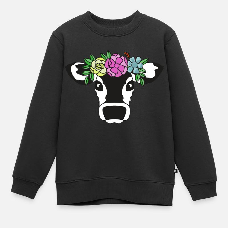 Kuh, Witzige Kuh - Kinder Premium Organic Sweatshirt - Schwarz
