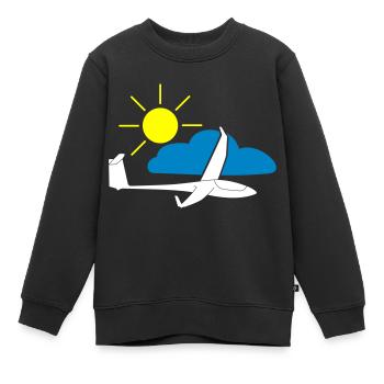 sonne wolke segelflieger gleiten Thermik Pilot - Kinder Premium Organic Sweatshirt - Schwarz - Vorne - AI Model Kid Female (0cm)