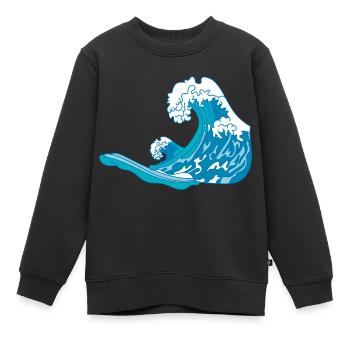 Wellen im Meer - Kinder Premium Organic Sweatshirt - Schwarz - Vorne - AI Model Kid Female (0cm)