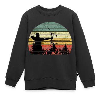 Vintage Bogen Schießen Pfeil und Bogen - Kinder Premium Organic Sweatshirt - Schwarz - Vorne - AI Model Kid Female (0cm)