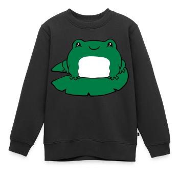 Frosch auf Seerose - Kinder Premium Organic Sweatshirt - Schwarz - Vorne - AI Model Kid Female (0cm)
