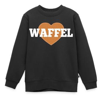 Waffel Love Herz - Kinder Premium Organic Sweatshirt - Schwarz - Vorne - AI Model Kid Female (0cm)