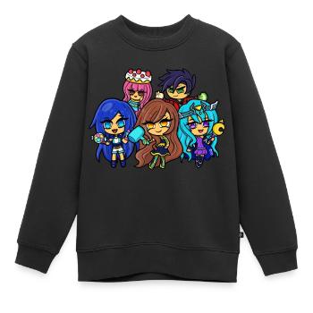 Jeux Krew Cuties - Sweat Premium enfant bio - noir - Devant - AI Model Kid Female (0cm)