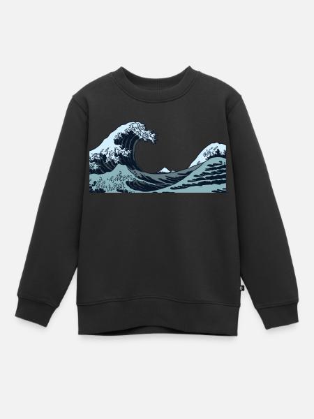 Kanagawa Waves Esthétique Art japonais Grande Vague - Sweat Premium enfant bio - noir
