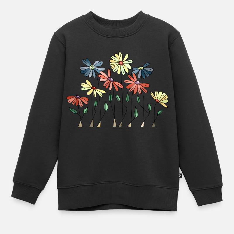 Blumen - Kinder Premium Organic Sweatshirt - Schwarz