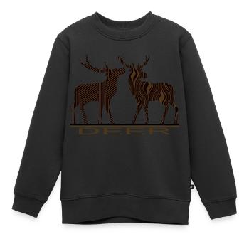 Cerf - Sweat Premium enfant bio - noir - Devant - AI Model Kid Female (0cm)