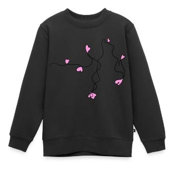 linie welle herzen herz rosa schleifen - Kinder Premium Organic Sweatshirt - Schwarz - Vorne - AI Model Kid Female (0cm)