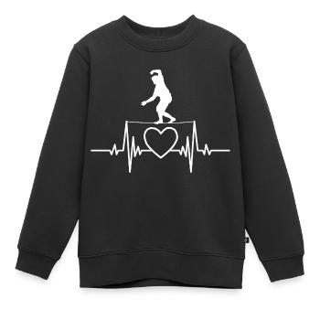 Slackline Tricklining Cadeau Slackliner - Sweat Premium enfant bio - noir - Devant - AI Model Kid Female (0cm)