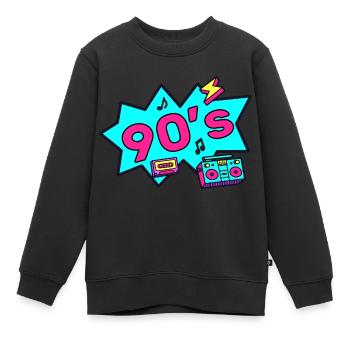 Années 90 années 90 années quatre-vingt-dix quatre-vingt-dix-vingt-dix années quatre-vingt-dix - Sweat Premium enfant bio - noir - Devant - AI Model Kid Female (0cm)