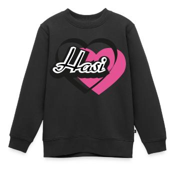 Kosename Hasi Herz - Kinder Premium Organic Sweatshirt - Schwarz - Vorne - AI Model Kid Female (0cm)