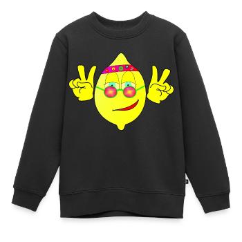 Flower Zitrone - Kinder Premium Organic Sweatshirt - Schwarz - Vorne - AI Model Kid Female (0cm)