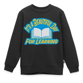 belle journée pour apprendre - Sweat Premium enfant bio - noir - Devant - AI Model Kid Female (0cm)