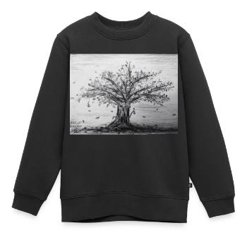 Herbst, Apfelbaum - Kinder Premium Organic Sweatshirt - Schwarz - Vorne - AI Model Kid Female (0cm)