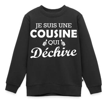 cousine qui déchire / humour cousine - Sweat Premium enfant bio - noir - Devant - AI Model Kid Female (0cm)