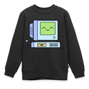 Happy Retro Computer - Sweat Premium enfant bio - noir - Devant - AI Model Kid Female (0cm)