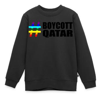 Boycottez les dictons du Qatar arc-en-ciel - Sweat Premium enfant bio - noir - Devant - AI Model Kid Female (0cm)