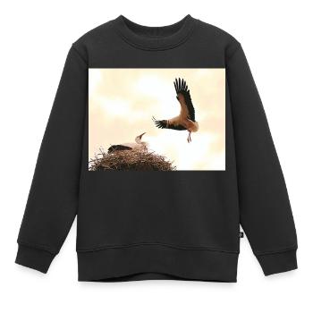 Störche - Kinder Premium Organic Sweatshirt - Schwarz - Vorne - AI Model Kid Female (0cm)