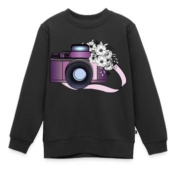 CAMARA CON FLORES - Sweat Premium enfant bio - noir - Devant - AI Model Kid Female (0cm)