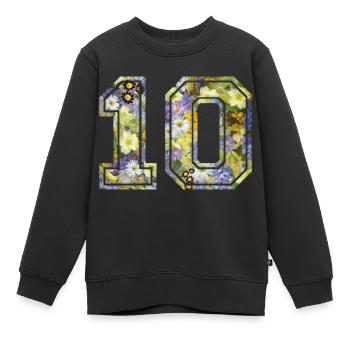Numero 10 fleur, Équipe Foot, basket université - Sweat Premium enfant bio - noir - Devant - AI Model Kid Female (0cm)