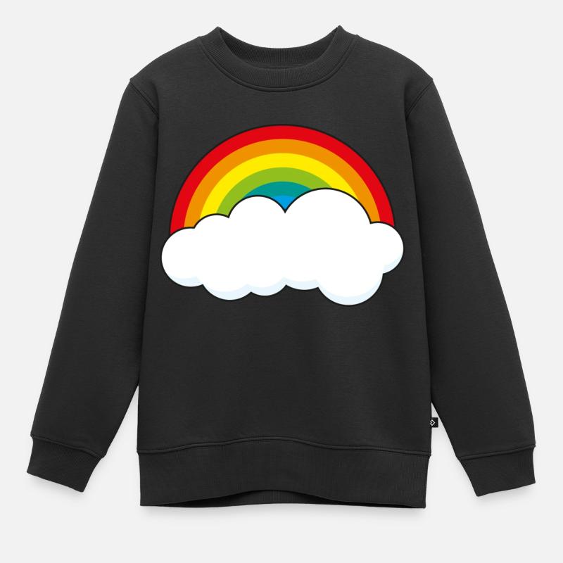 Regenbogen mit Wolke - Kinder Premium Organic Sweatshirt - Schwarz