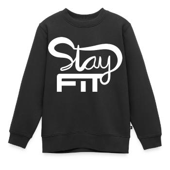 RESTEZ EN FORME ÉCRIT À LA MAIN - Sweat Premium enfant bio - noir - Devant - AI Model Kid Female (0cm)