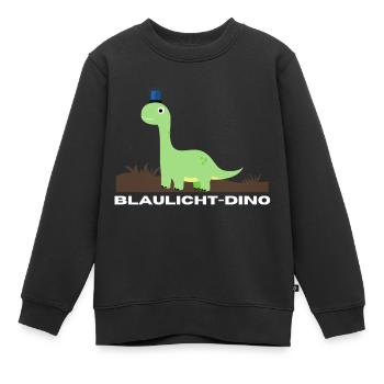 Blaulicht-Dino im Gras | Geschenk, Geschenkidee - Kinder Premium Organic Sweatshirt - Schwarz - Vorne - AI Model Kid Female (0cm)