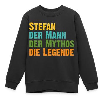Stefan der Mythos die Legende Vorname Stefan - Kinder Premium Organic Sweatshirt - Schwarz - Vorne - AI Model Kid Female (0cm)
