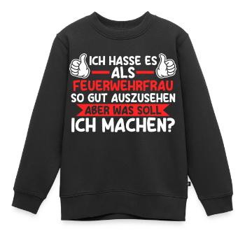 Feuerwehr Feuerwehrfrau - Kinder Premium Organic Sweatshirt - Schwarz - Vorne - AI Model Kid Female (0cm)