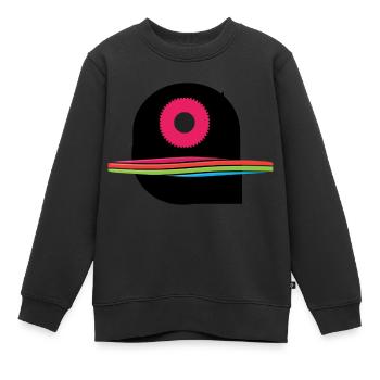 logo simple - Sweat Premium enfant bio - noir - Devant - AI Model Kid Female (0cm)