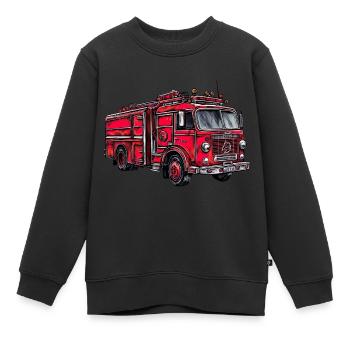 Les camions de pompiers sont aussi appelés camions de pompiers - Sweat Premium enfant bio - noir - Devant - AI Model Kid Female (0cm)