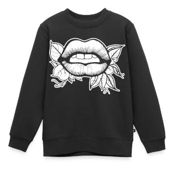 Lèvres, bouche, baisers lèvres - Sweat Premium enfant bio - noir - Devant - AI Model Kid Female (0cm)