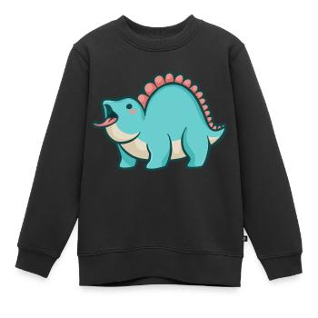 Hugadino Mlem Dino, mignon dinosaure, mandrin - Sweat Premium enfant bio - noir - Devant - AI Model Kid Female (0cm)