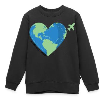 Coeur voyageur -addict de voyage - Sweat Premium enfant bio - noir - Devant - AI Model Kid Female (0cm)