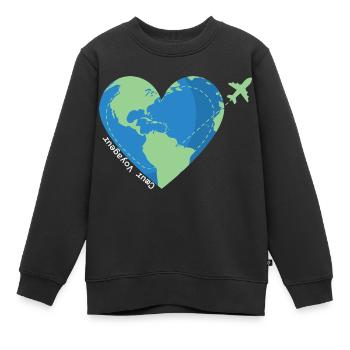 Coeur voyageur -addict de voyage - Sweat Premium enfant bio - noir - Devant - AI Model Kid Female (0cm)