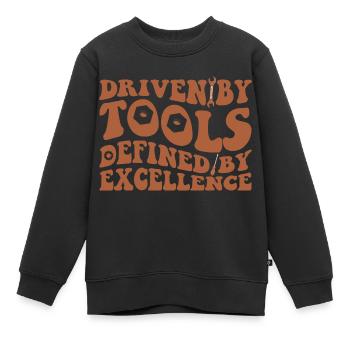 DRIVEN BY TOOLS DEFINED BY EXCELLENCE - Kids Premium Organic Sweatshirt - black - Front - AI Model Kid Female (0cm)