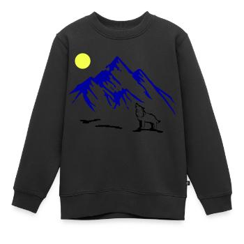 Loup Pleine Lune - Sweat Premium enfant bio - noir - Devant - AI Model Kid Female (0cm)