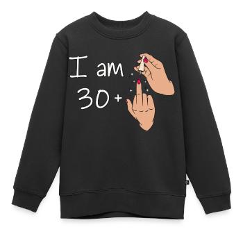 J’ai 30 ans + 1 majeur J’ai 30 ans et plus, - Sweat Premium enfant bio - noir - Devant - AI Model Kid Female (0cm)