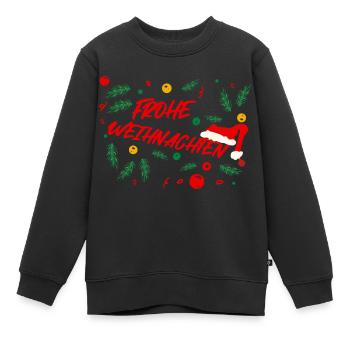 Frohe Weihnachten - Mistelzweige - Kinder Premium Organic Sweatshirt - Schwarz - Vorne - AI Model Kid Female (0cm)