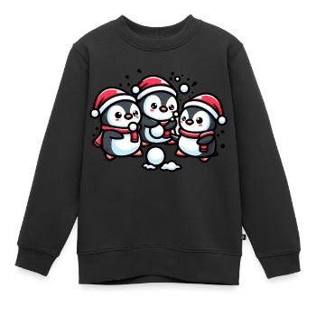 Adorable mignon pingouin père Noël chapeau boule de neige d’hiver fi - Sweat Premium enfant bio - noir - Devant - AI Model Kid Female (0cm)