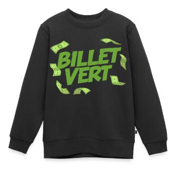 Billet vert - Sweat Premium enfant bio - noir - Devant - AI Model Kid Female (0cm)