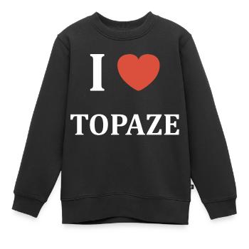I love Topaze - Sweat Premium enfant bio - noir - Devant - AI Model Kid Female (0cm)