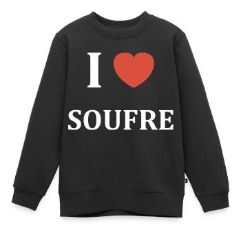 I love Soufre - Sweat Premium enfant bio - noir - Devant - AI Model Kid Female (0cm)