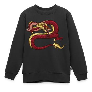 Dragon chinois rouge - Sweat Premium enfant bio - noir - Devant - AI Model Kid Female (0cm)