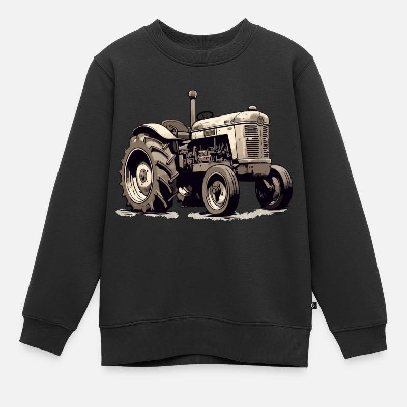 Tracteur à l'ancienne - Sweat Premium enfant bio - noir